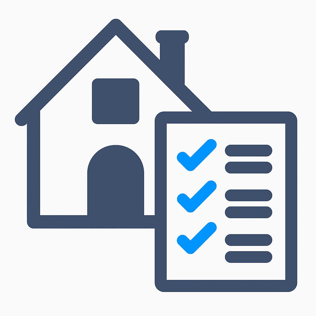 House icon with a checklist representing UK relocation and integration services